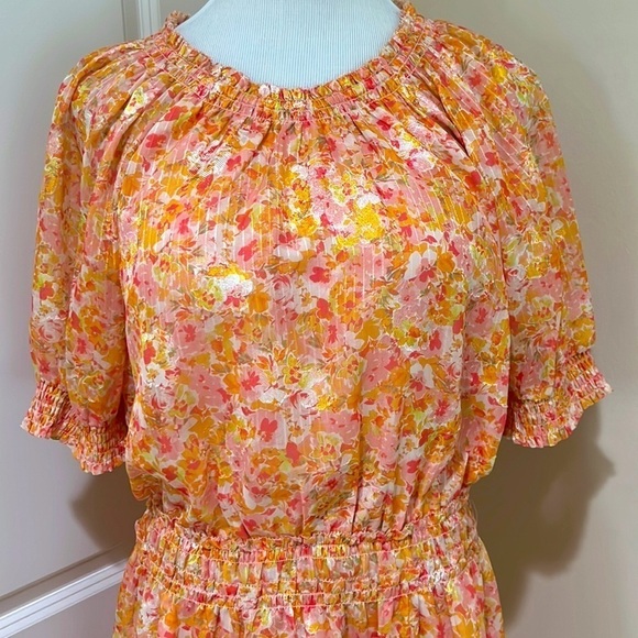 Anthropologie Greylin Frida Smocked Waist Mango Floral Dress - Picture 3 of 9